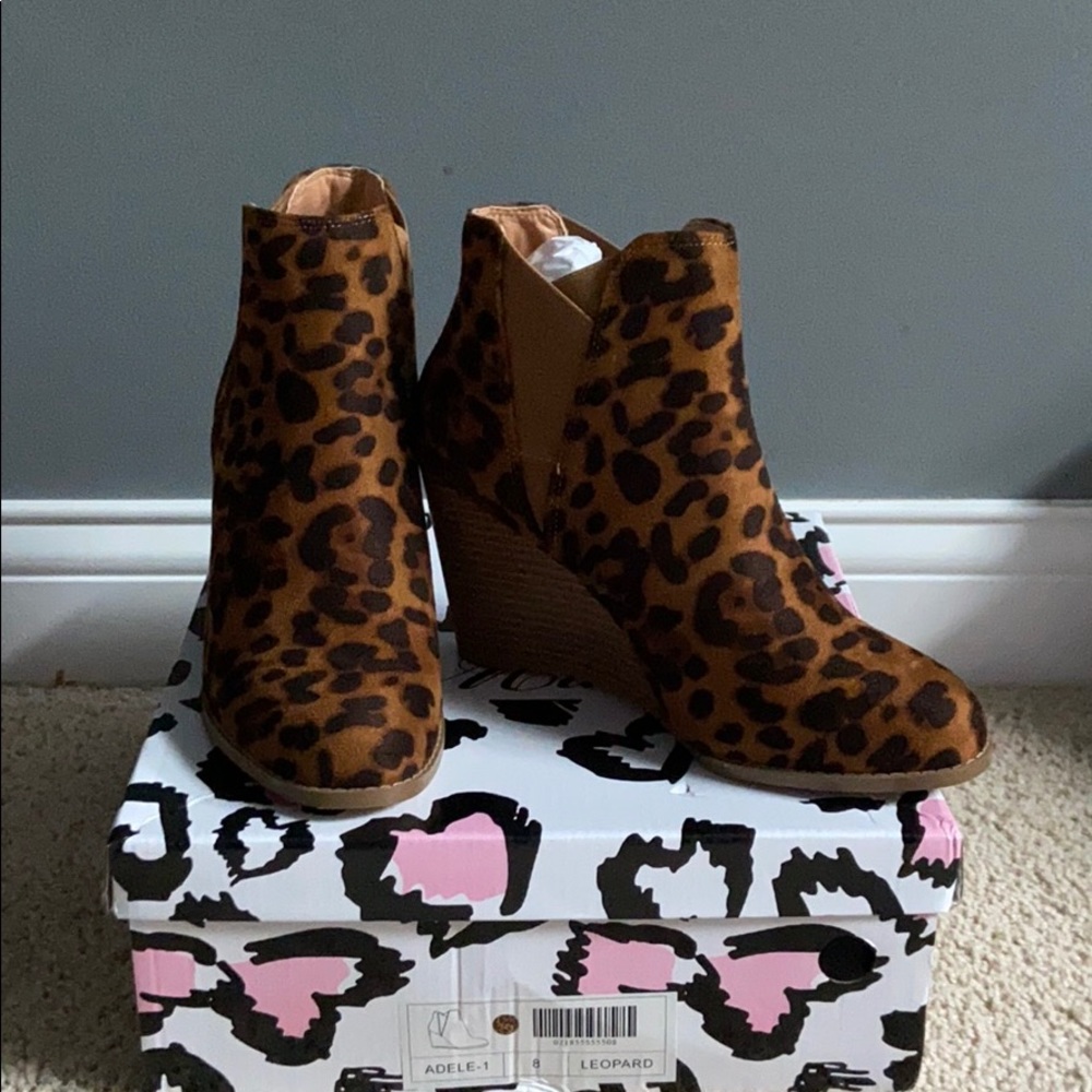 Leopard Wedge Booties